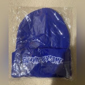 Blue Fvcking awesome skateboard beanie